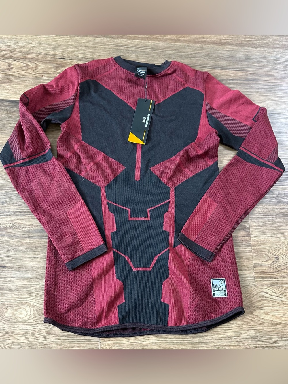I Am Superhero Daredevil Seamless Long Sleeve Athletic Shirt Red Black Medium
